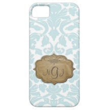 Caso do iPhone 5 de turquesa do damasco do monogra Capa iPhone 5