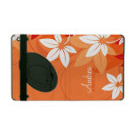 Caso floral moderno do iPad do fólio da tangerina
