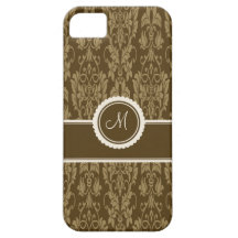 Caso Monogrammed de creme do iPhone 5 do damasco d Capas De iPhone 5 Case-Mate