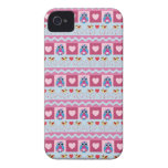 Caso romântico bonito com pássaros, corações & cor capas iPhone 4 Case-Mate