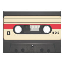 Cassete de banda magnética - vermelho do por do so convite