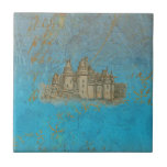 Castelo & flor de lis do conto de fadas azulejo de cerâmica 