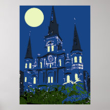 Catedral de Nova Orleães St Louis no azul Posters
