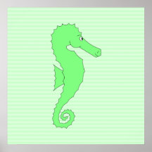 Cavalo marinho verde na luz - listras verdes posters