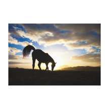 Cavalo no nascer do sol impressão de canvas envolvidas