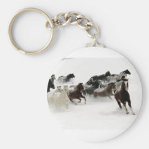 Cavalos na neve chaveiro