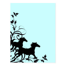 Cavalos selvagens pretos cartão postal