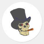 Caveira crânio cigarro skull cigar adesivo redondo