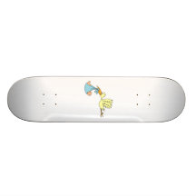 Cegonha que entrega um bebê skates