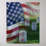 Cemitério nacional de Arlington, bandeira american Poster