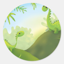 cena pequena bonito da terra do dinossauro adesivos em formato redondos