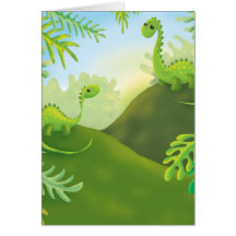 cena pequena bonito da terra do dinossauro cartao