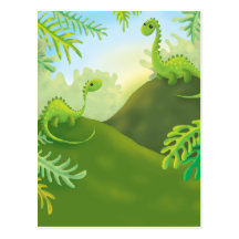 cena pequena bonito da terra do dinossauro cartões postais