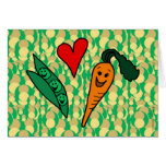 Cenouras do amor das ervilhas, design verde e alar cartões
