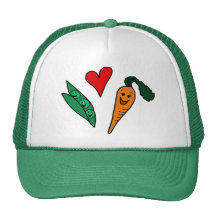 Cenouras do amor das ervilhas, design verde e alar bonés