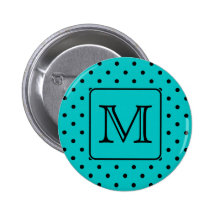 Cerceta e teste padrão de bolinhas preto. Monogram Boton