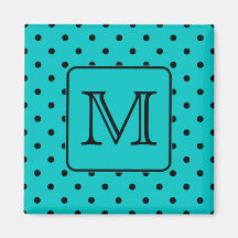 Cerceta e teste padrão de bolinhas preto. Monogram Ima