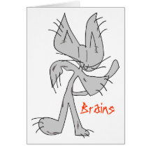 Cérebros - gato cinzento da dança do zombi cartão