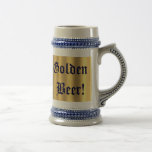 Cerveja dourada!  Caneca de cerveja