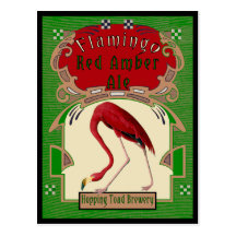 Cerveja inglesa ambarina vermelha do flamingo cartao postal