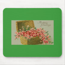 Cesta da flor do aniversário do vintage mouse pad