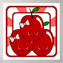 Cesta de Kawaii Apple (menina) Posters