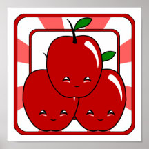 Cesta de Kawaii Apple (menino) Posteres