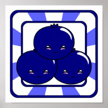 Cesta do mirtilo de Kawaii (menino) Posters