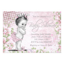 Chá de fraldas adorável do rosa do vintage convite personalizado