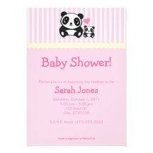 Chá de fraldas da panda - rosa convite personalizados