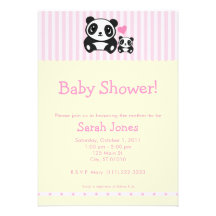 Chá de fraldas da panda - rosa & creme convites personalizado