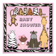 Chá de fraldas étnico dos animais do bebé & do saf convites personalizados
