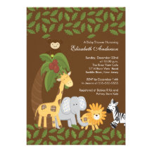 Chá de fraldas neutro animal do safari de selva convite personalizado