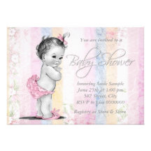 Chá de fraldas Pastel do arco-íris do vintage Convites Personalizados