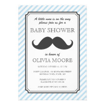 Chá de fraldas retro da festança do bigode das lis convites personalizado