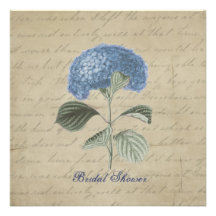 Chá de panela azul do Hydrangea do vintage Convite Personalizados