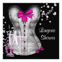 Chá de panela preto cor-de-rosa da lingerie do esp convites