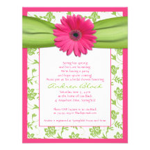 Chá de panela verde cor-de-rosa da margarida do Ge Convites Personalizados