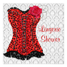 Chá de panela vermelho da lingerie do espartilho d convites personalizado