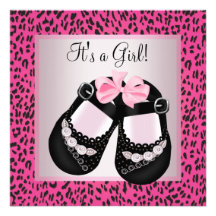 Chá do bebé do leopardo do rosa quente convite personalizado