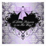 Chá preto roxo de prata da princesa bebé convites personalizado