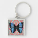 Chaveiro azul da borboleta de Boho