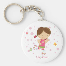 Chaveiro personalizado do patinador do rolo menina