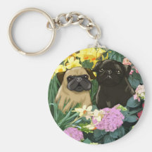 Chaveiro precioso dos Pugs do primavera