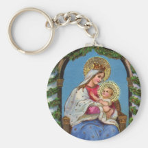 Chaveiro religioso de Jesus da Virgem Maria e do b
