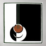 Chávena de café do vintage; Art deco preto e branc Pôsteres