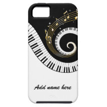Chaves do piano e notas iphone5 da música do ouro capa iPhone 5