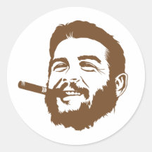 Che Guevara com etiqueta do retrato do charuto Adesivo Redondo