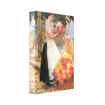 Childe Hassam - a mulher vende flores Impressão De Canvas Esticada