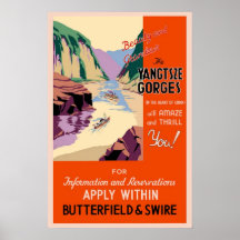 China Yangtsze Gorges viagens vintage Poster